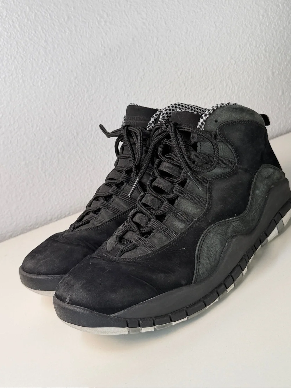 Nike Air Jordan 10 Retro Stealth Black Nubuck Checkered Size 10 Basketball Shoes